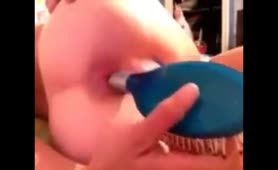 Fucking Her Ass with Hairbrush